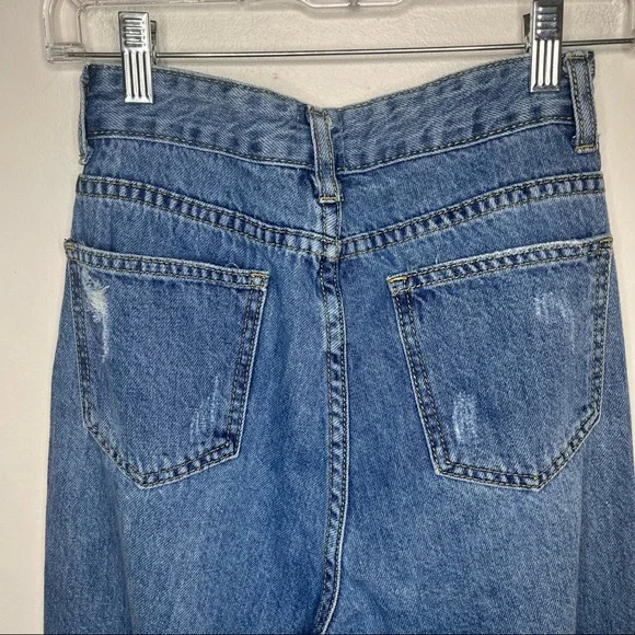 PRINCESS POLLY Balloon Leg Distressed Denim Size 2 Jeans - Picture 13 of 16